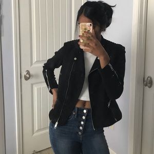 Faux Suede black biker jacket
